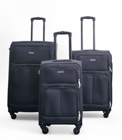 Tahara Set of 3 Soft Shell Suitcase in Black