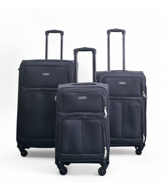 Tahara Set of 3 Soft Shell Suitcase in Black