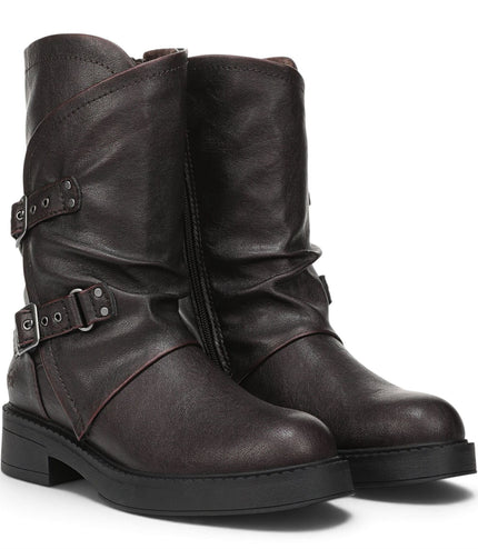Blowfish Malibu Women's Wine Faux Leather Mid-Calf Biker Boots - Venice-2