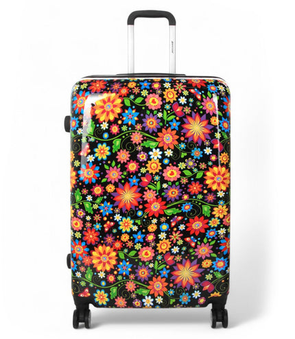 Ballina Large Hard Shell Suitcase in Black Flower
