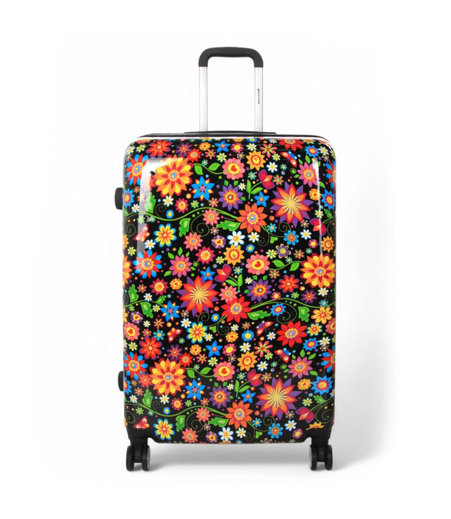 Ballina Large Hard Shell Suitcase in Black Flower