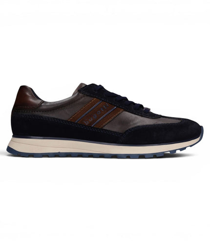 Bugatti Men's Navy Blue Leather Lace-Up Trainer Sneaker Shoes - Timon