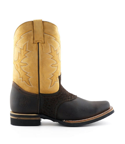Grinders Tan Leather Cowboy Chelsea Boots - Frontier