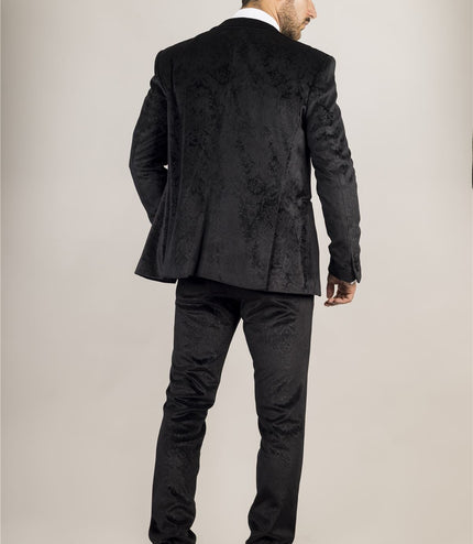 Men's Black 3 Piece Velvet Wedding Tuxedo Formal Suit