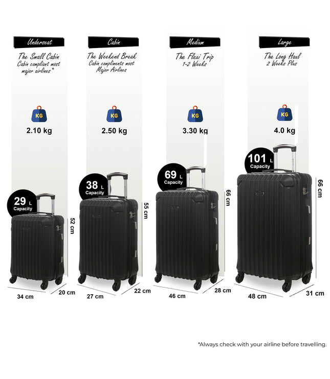 Corowa Set of 4 Hard Shell Suitcase in Black