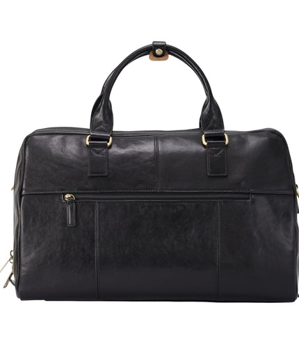 Vintage Genuine Leather Black Holdall Duffle Gym Travel Bag - Atlas