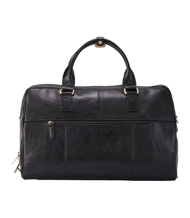 Vintage Genuine Leather Black Holdall Duffle Gym Travel Bag - Atlas