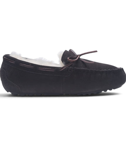 Women's Brown Genuine Sheepskin Moccasin Winter Slippers - Aspen