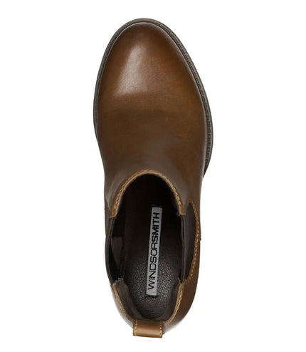 Windsorsmith Womens Tan Classic Leather Platform Ankle Chelsea Boots - Varsity