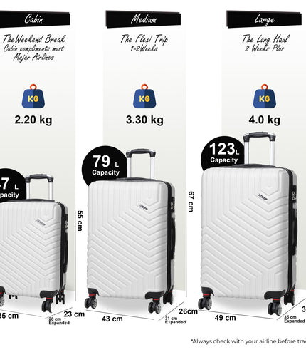 Bega Set of 3 Hard Shell Suitcase in White