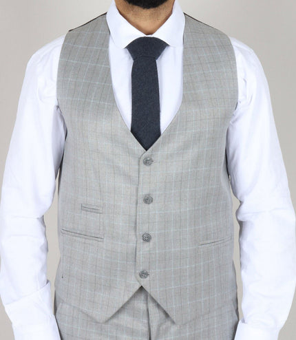 Mens IM2 Classic Plain Light Grey 3 Piece Suit