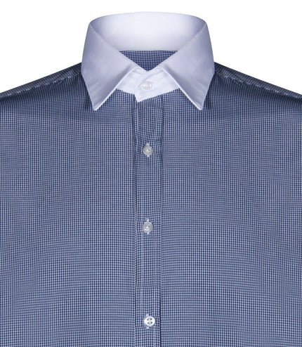 Mens Club Collar Navy Blue Shirt 1920s Peaky Blinders With Bar Poplin Pin Smart