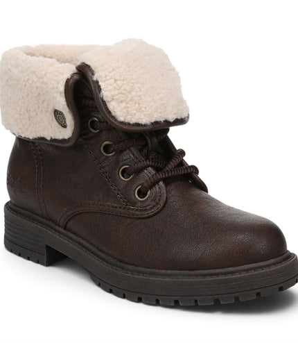 Blowfish Malibu Women's Brown Faux Leather Lace Up Winter Boots - Andy-Cozy