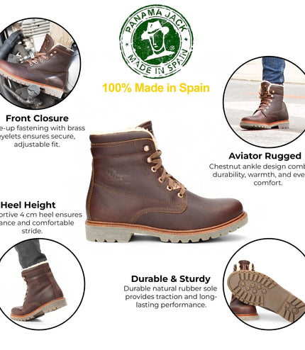 Panama Jack Men's P03 Aviator C23 Chestnut Waterproof Leather Ankle Boots