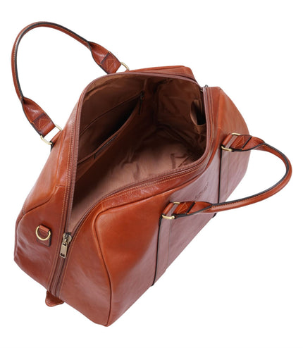 Vintage Genuine Leather Tan Holdall Duffle Gym Travel Bag - Atlas