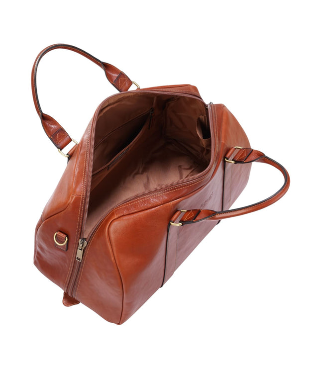 Vintage Genuine Leather Tan Holdall Duffle Gym Travel Bag - Atlas