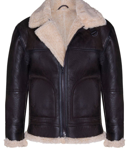 Mens B3 Shearling Sheepskin Aviator Jacket-Gloucester - Jurassic Brown