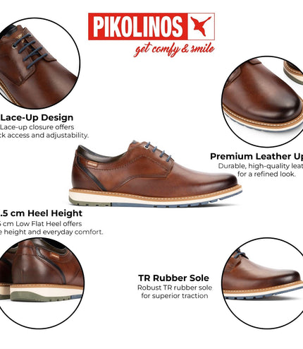 Pikolinos Men's Brown Leather Lace-Up Smart Shoes - Berna