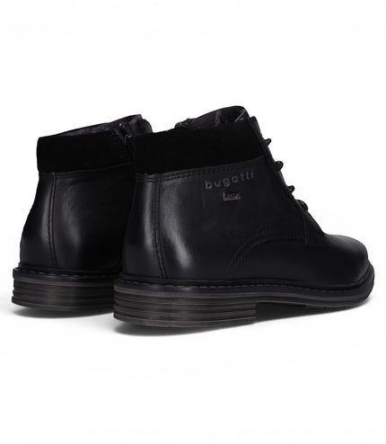 Bugatti Mens Black Leather Lace-up Chukka Ankle Boots - Rigalo Evo