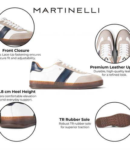 Martinelli Men's Blue Leather Sneakers Trainer Shoes - Seaford