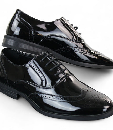 Men's Patent Lace-Up Black Brogues Smart Dress Shoes