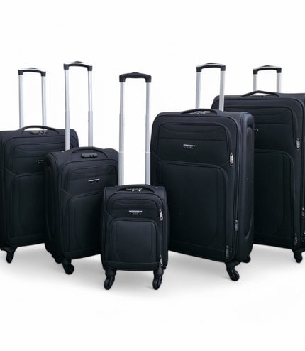 Nagoya Set of 5 Soft Shell Suitcase in Black