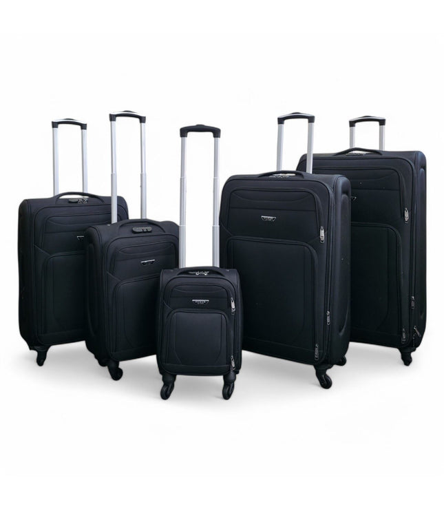 Nagoya Set of 5 Soft Shell Suitcase in Black