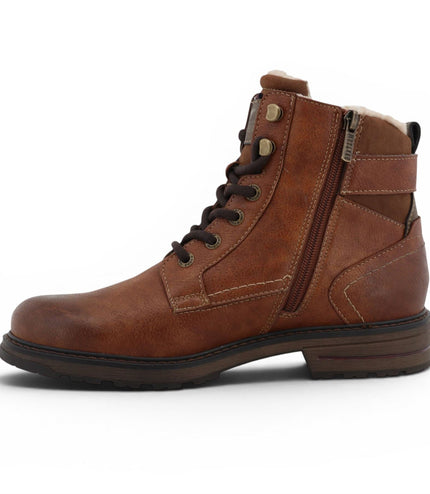 Mustang Men's Brown Faux Leather Winter Lace-Up Ankle Boots - M0021001