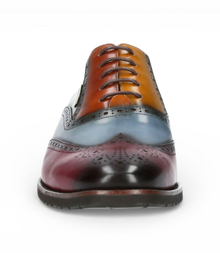 Lorenzo Conti Men's Black Burgundy Leather Brogue Oxford DressShoes - Antonin 01