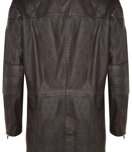 Mens Leather Trench Coat-Hamburg - Brown