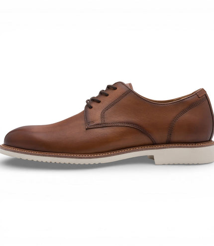 Tamaris Men's Cognac Brown Leather Plain Toe Smart Derby Shoes
