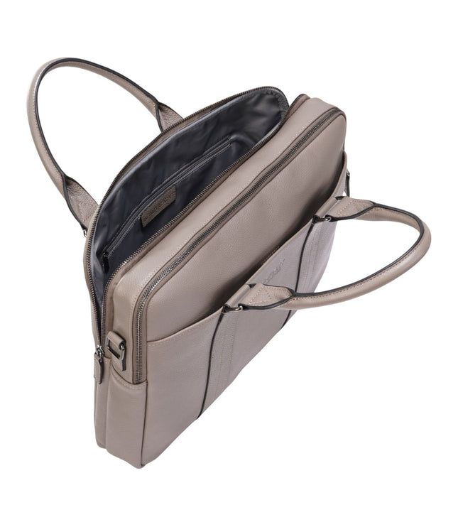 Genuine Leather Grey Laptop Business Briefcase Office Work Travel Bag - Sutton