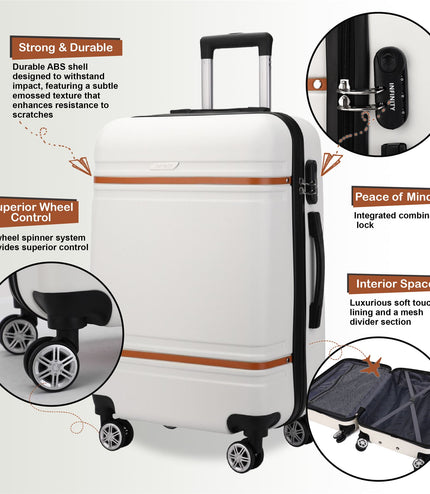 Calgary Set of 3 Hard Shell Suitcase in Cream White