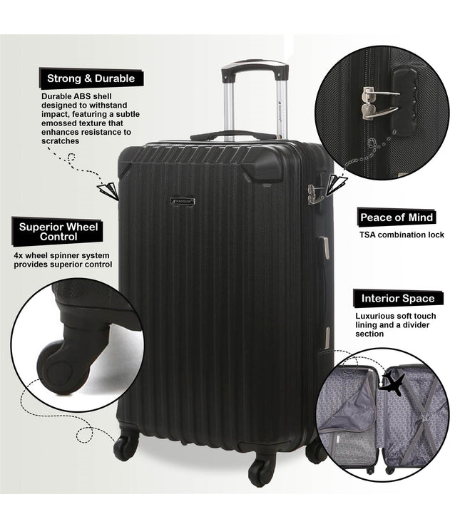 Corowa Set of 4 Hard Shell Suitcase in Black