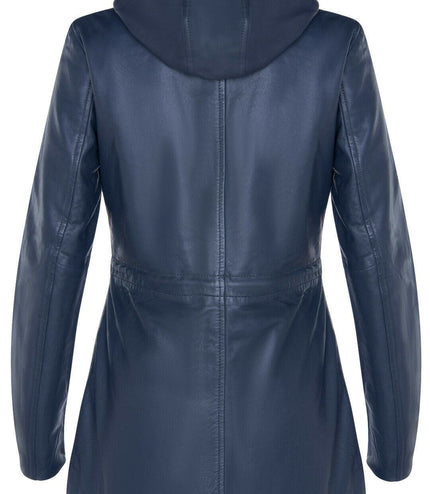 Womens Mid Length Hooded Parka Jacket-Oakengates - Navy