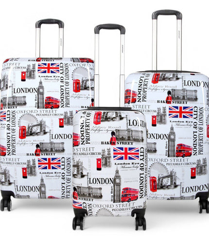 Cooma Set of 3 Hard Shell Suitcase London in Black Flower