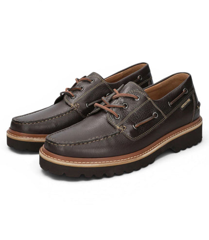 Mephisto Adrien Montana 8591 Men's Dark Brown Leather Lace-Up Walking Boat Shoes