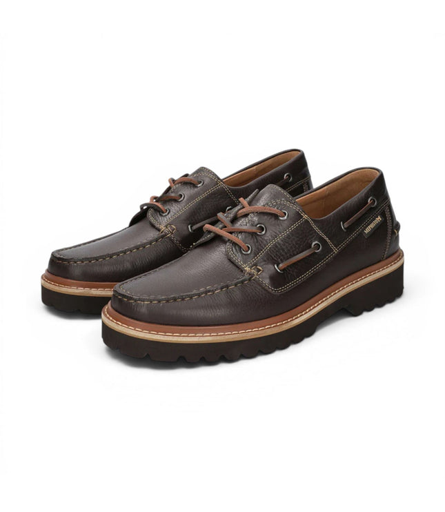 Mephisto Adrien Montana 8591 Men's Dark Brown Leather Lace-Up Walking Boat Shoes
