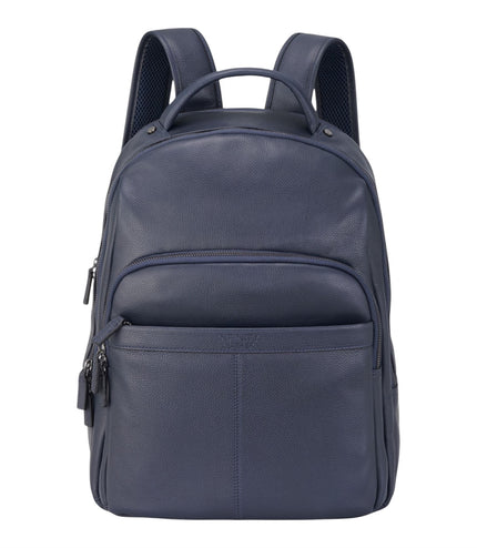 Genuine Leather Navy Blue Vintage Rucksack Laptop Bag Travel Backpack - Capri