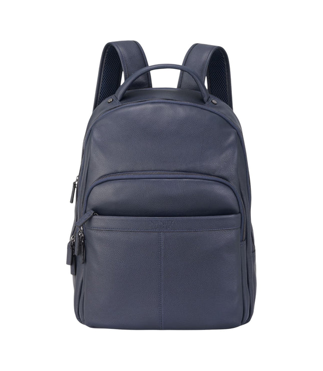 Genuine Leather Navy Blue Vintage Rucksack Laptop Bag Travel Backpack - Capri