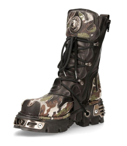 Inner side profile of New Rock M-591-S15 boot showing functional side zip closure