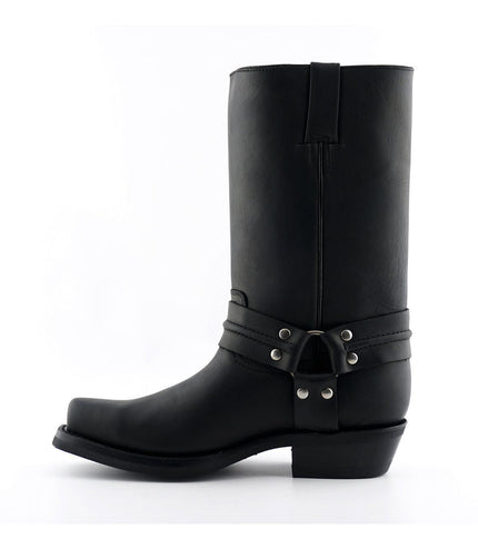 Grinders Unisex Black Western High Leather Boots - Renegade Hi