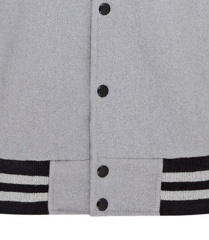Letterman Baseball Wool Leather Varsity Bomber Jacket - Genoa - Grey/Black