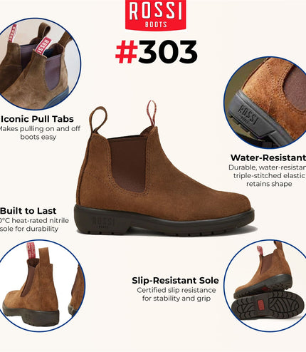 Rossi 303 Endura Rustic Brown Suede Leather Chelsea Boots