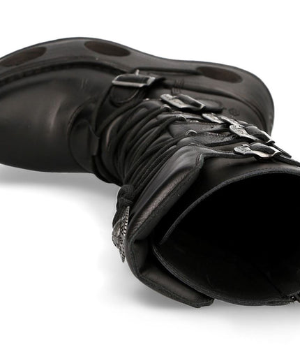 New Rock M-272-S2 Neptuno Metallic Knee High Black Leather Gothic Boots