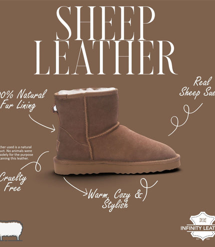 Women’s Chestnut Tan Genuine Sheepskin Real Fur Winter Ankle Boots - Frost