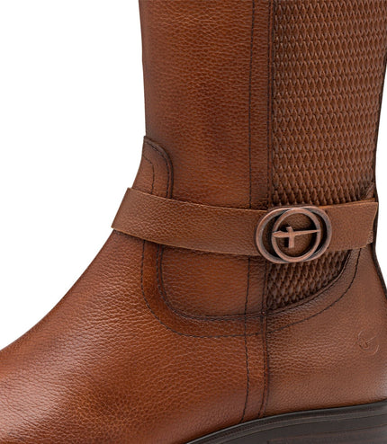 Tamaris Womens Cognac Brown Tan Leather Knee High Riding Boots