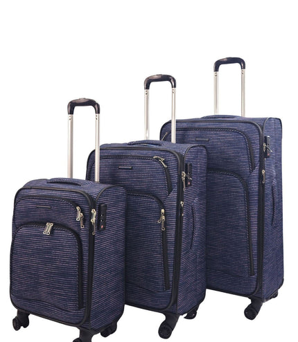 Ashbourne Set of 3 Soft Shell Suitcase in Lines