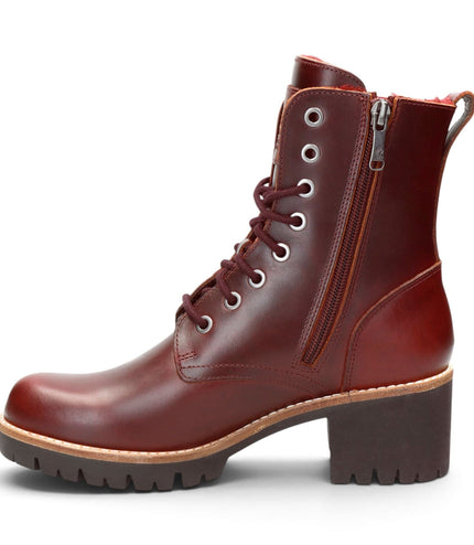 Panama Jack Women's Burgundy Leather Waterproof Warm Lace-Up Boots - Padma B25