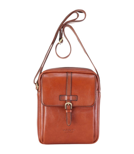 Genuine Leather Tan Vintage Crossbody Messenger Travel Bag - Ashby